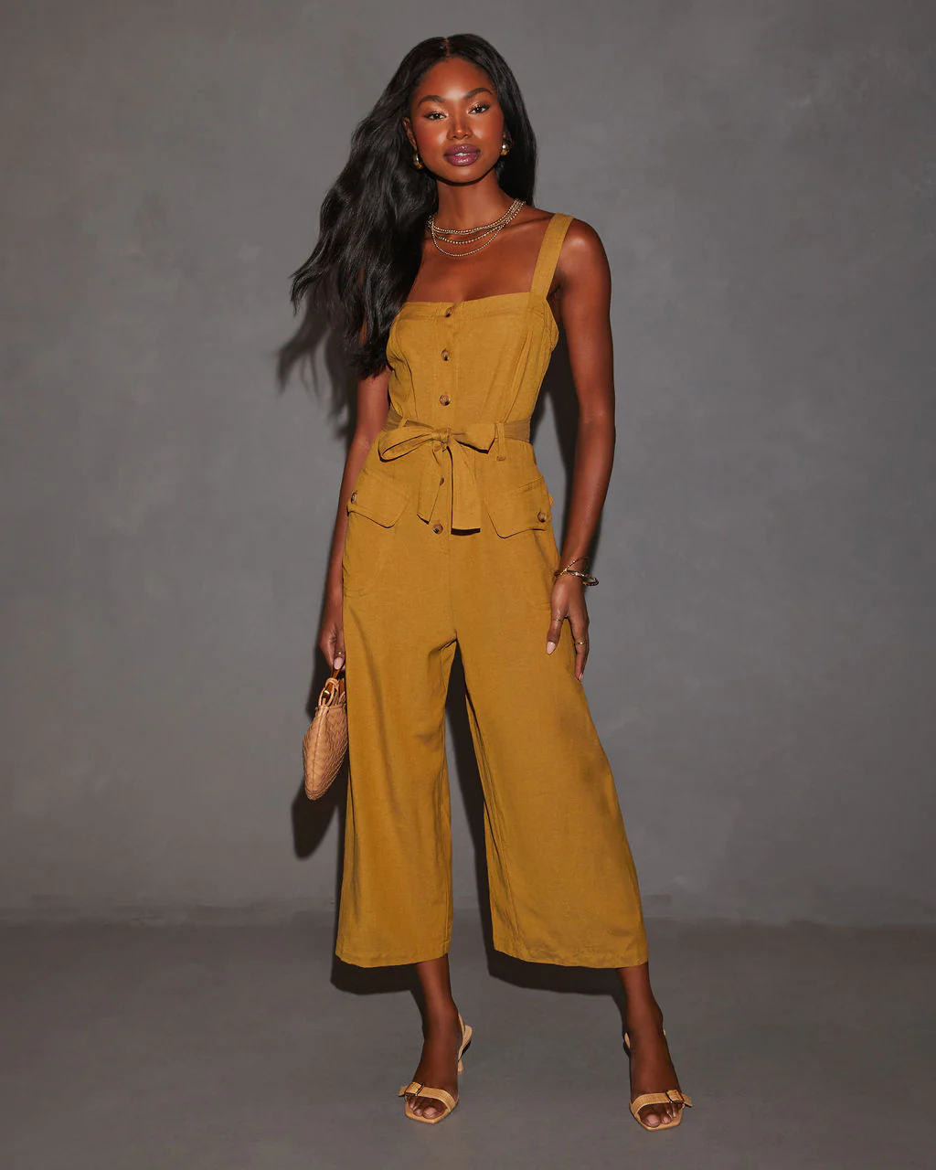 Myrtle Tie Waist Linen Jumpsuit