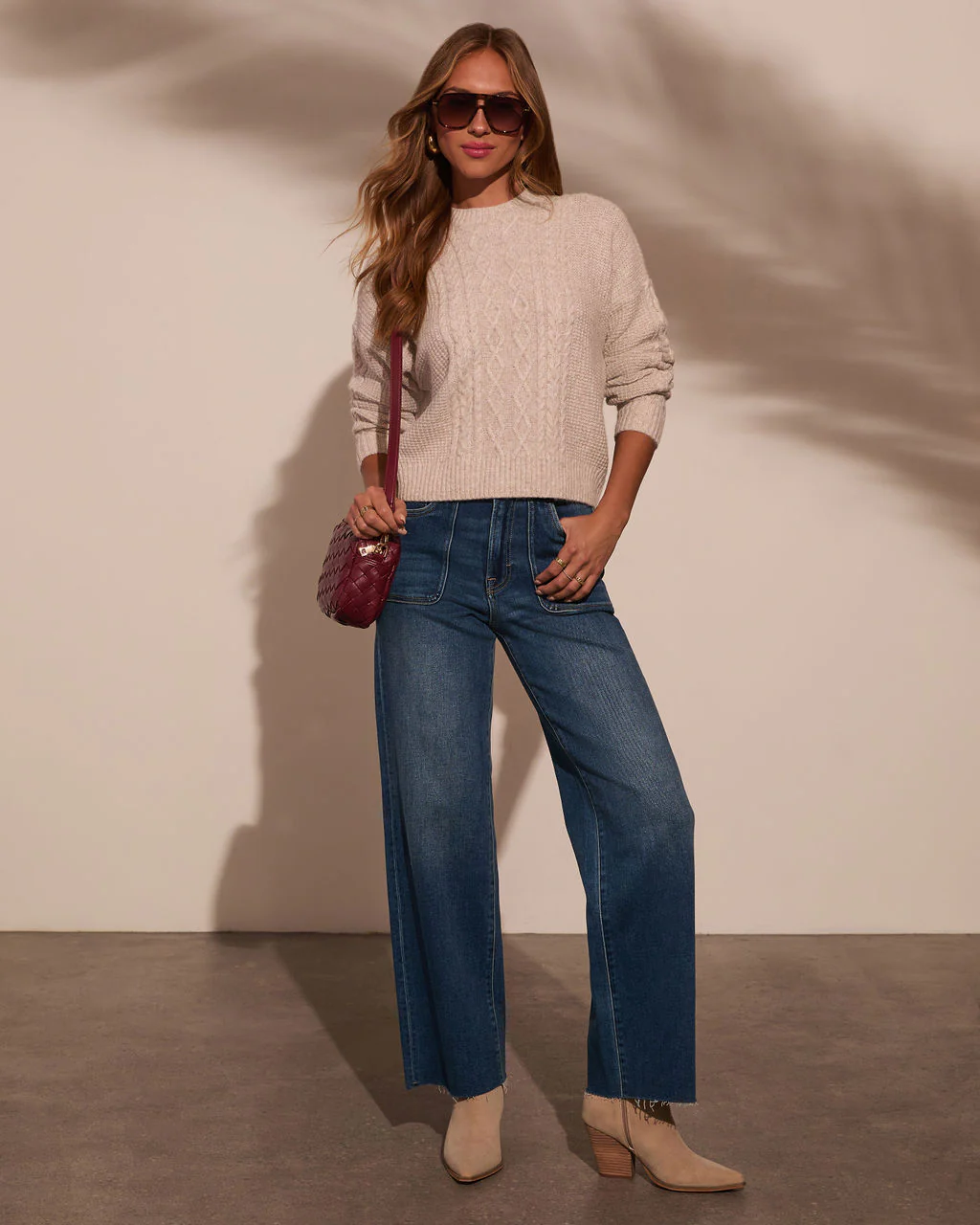 Messina Cable Knit Crewneck Sweater