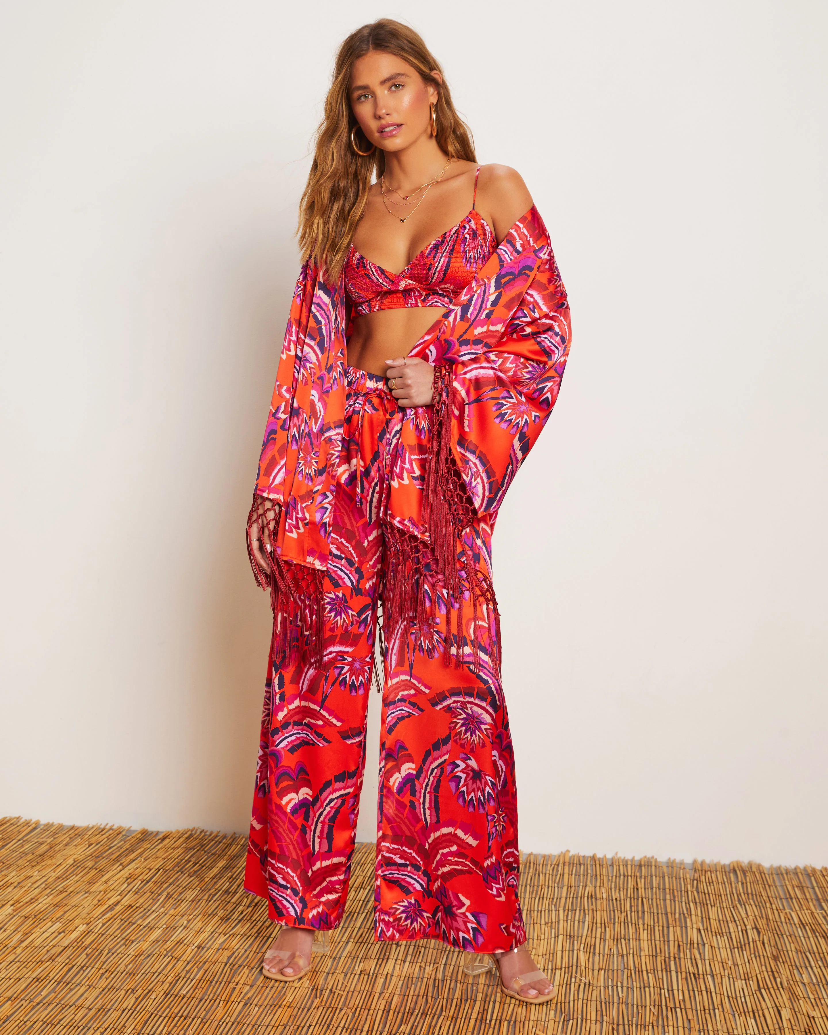 Azra Tropical Smocked Crop Top