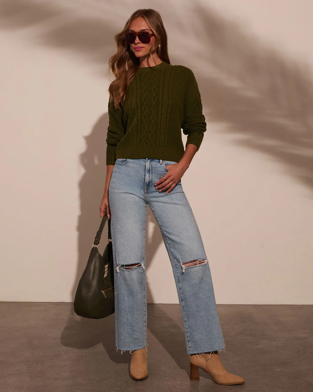 Messina Cable Knit Crewneck Sweater