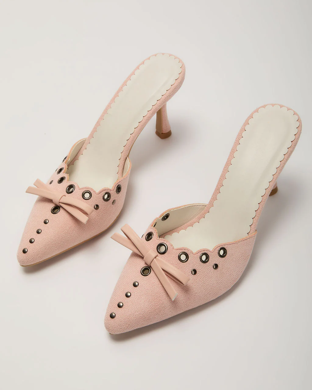 Mara Grommet and Bow Pointed Toe Mules