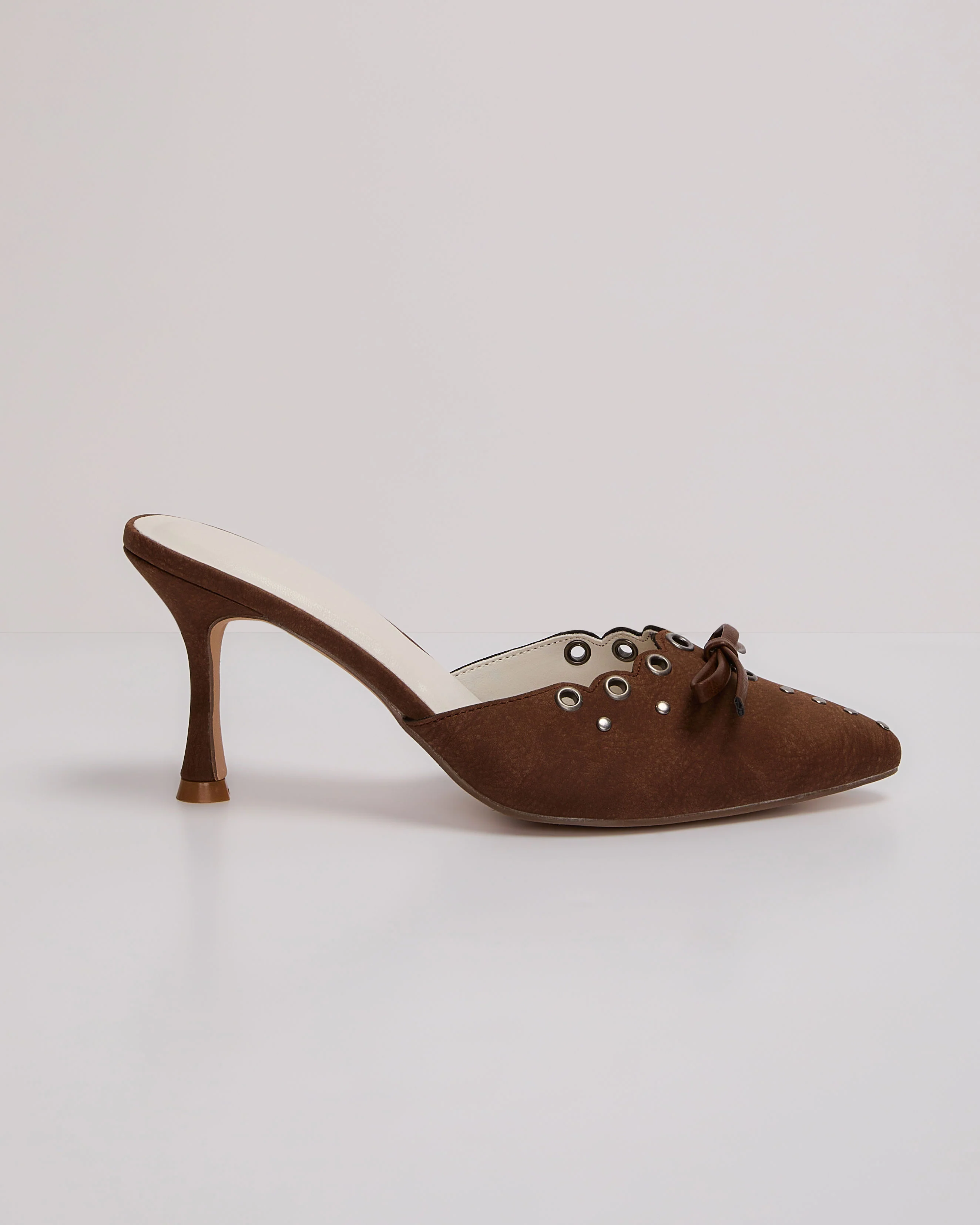 Mara Grommet and Bow Pointed Toe Mules