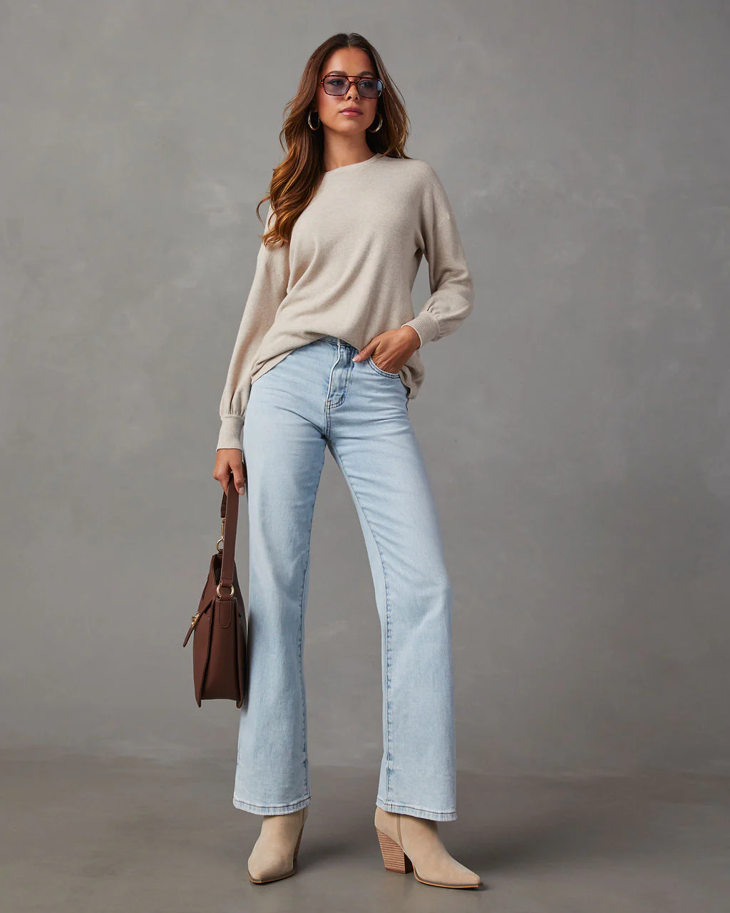 Coralee Waffle Knit Long Sleeve Top