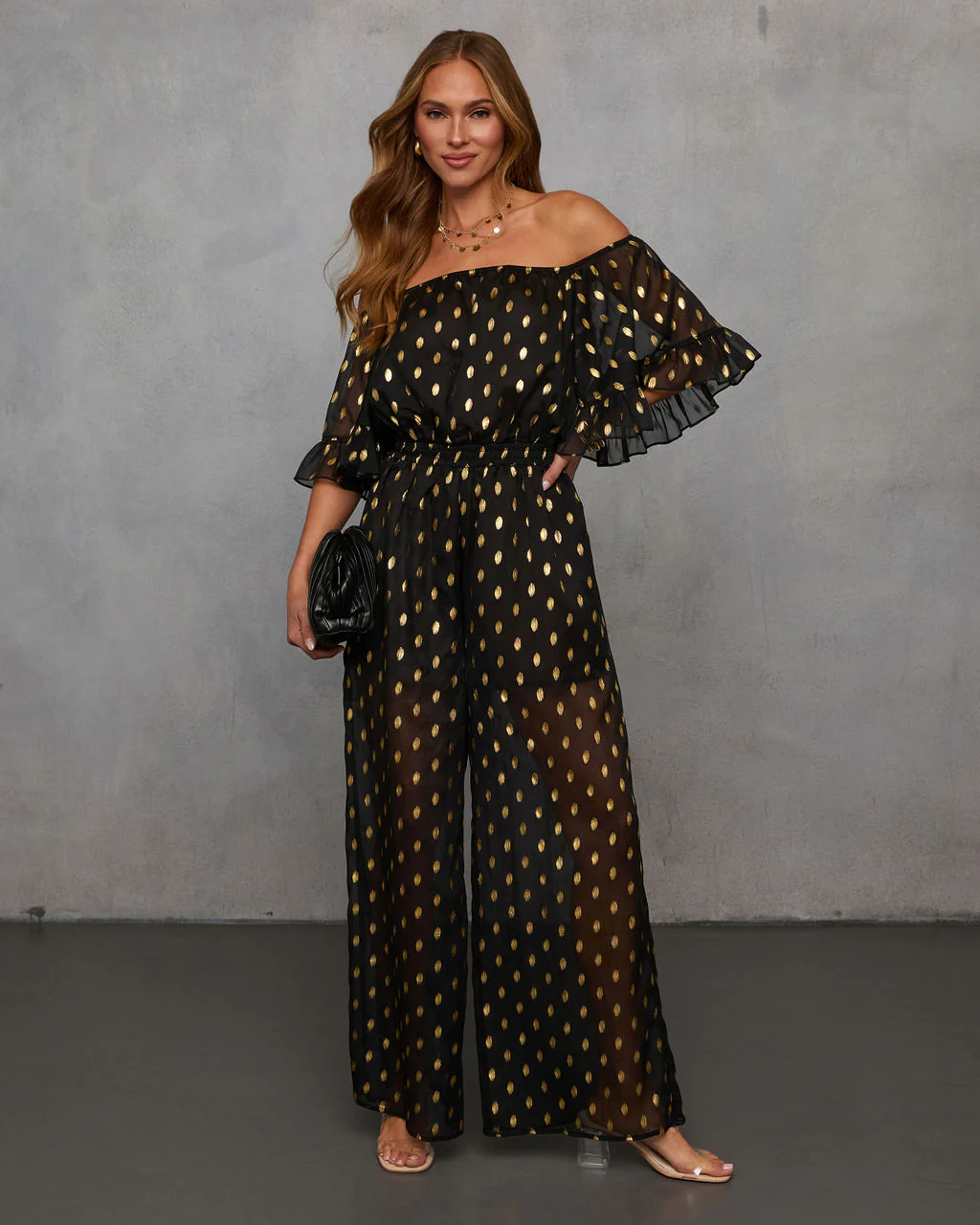 Heartfelt Chiffon Off Shoulder Jumpsuit