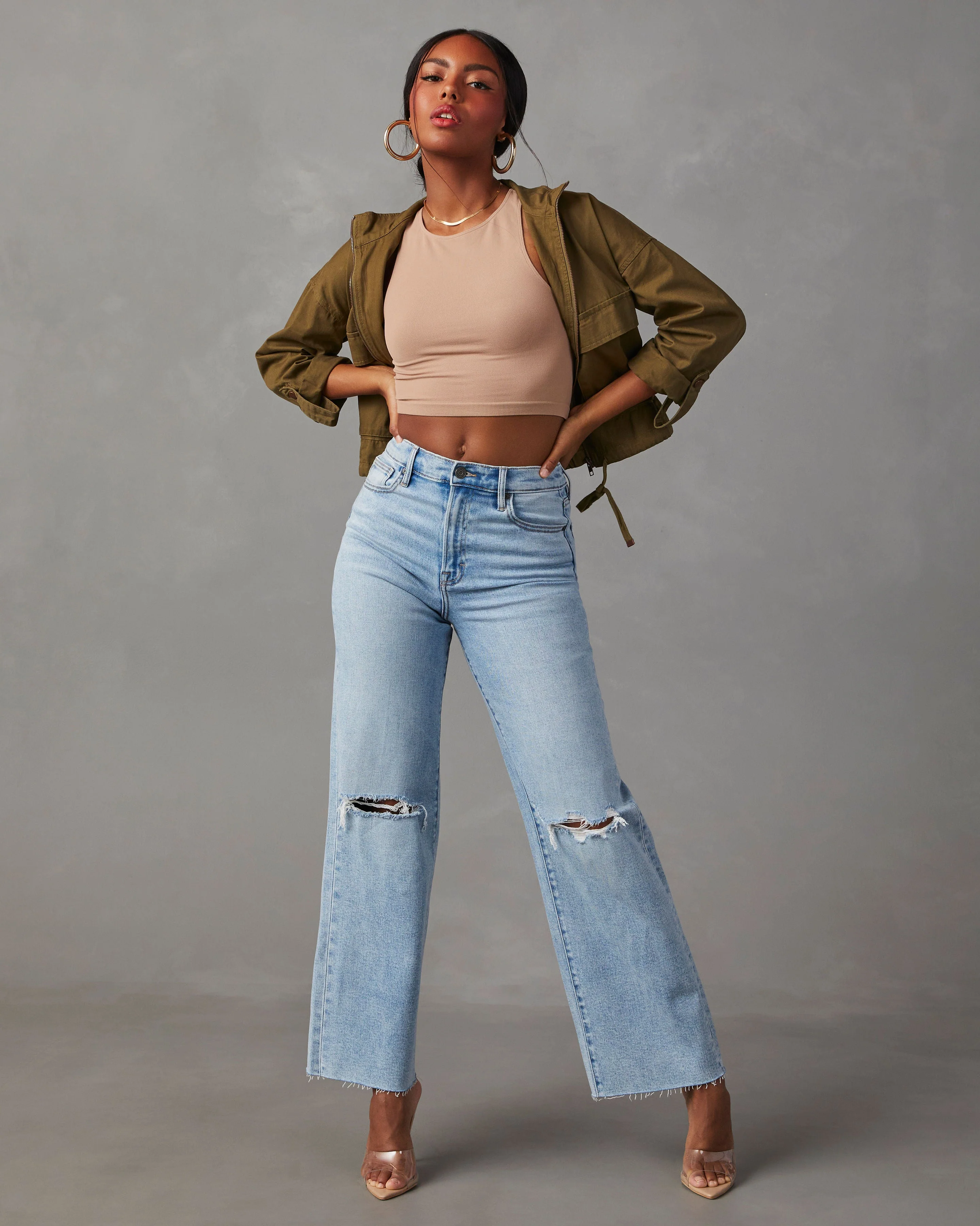 Alec High Rise Distressed Dad Jeans