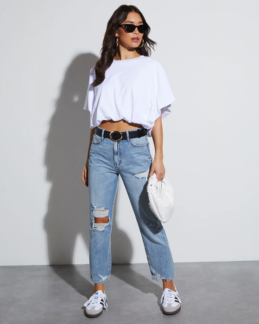 Kaylee Bubble Hem Cotton Crop Top