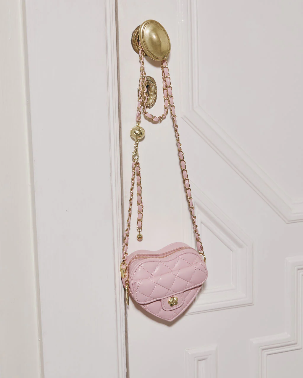 Love You Too Quilted Heart Shaped Crossbody Bag