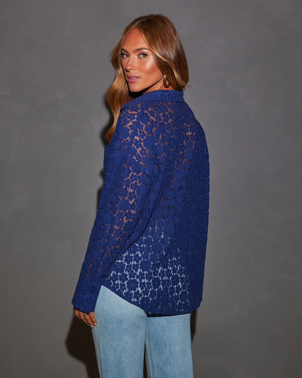 Gwen Floral Lace Button Down Shirt