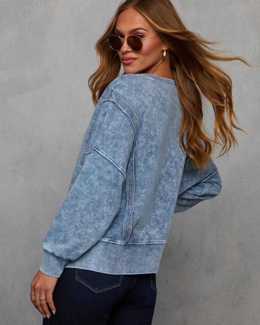 Simone Acid Wash Pullover Sweatshirt