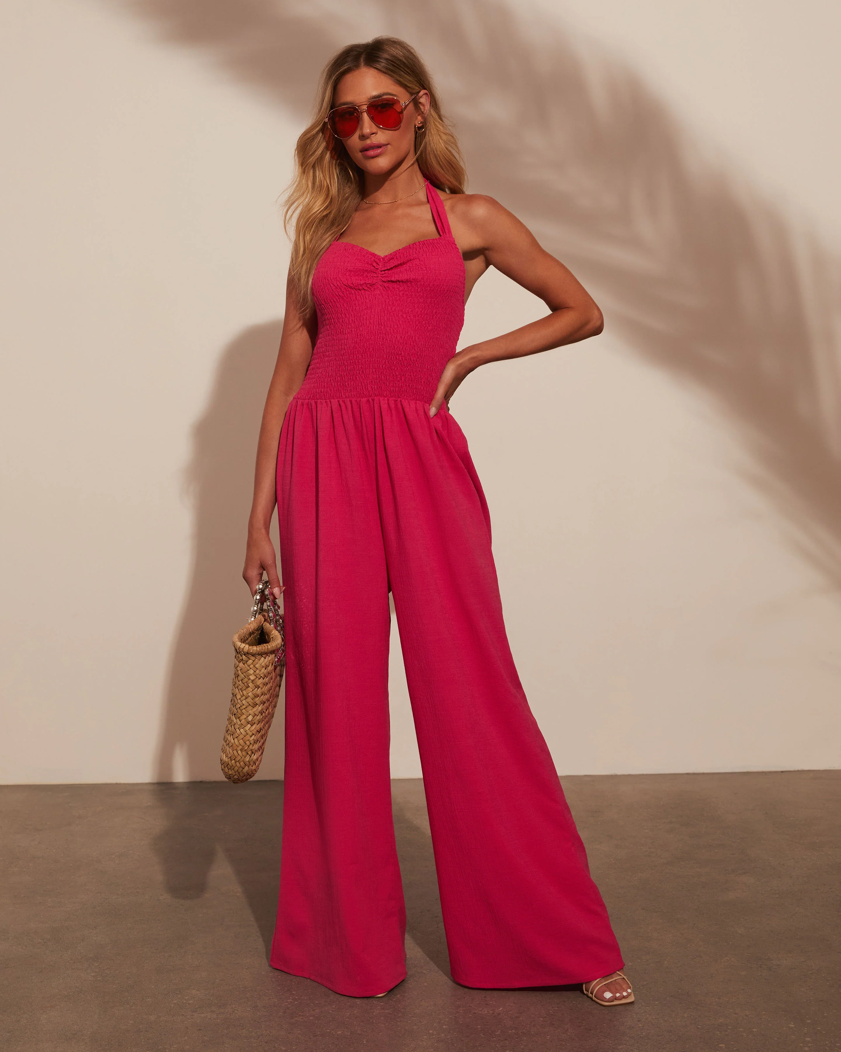 Dovie Smocked Halter Jumpsuit