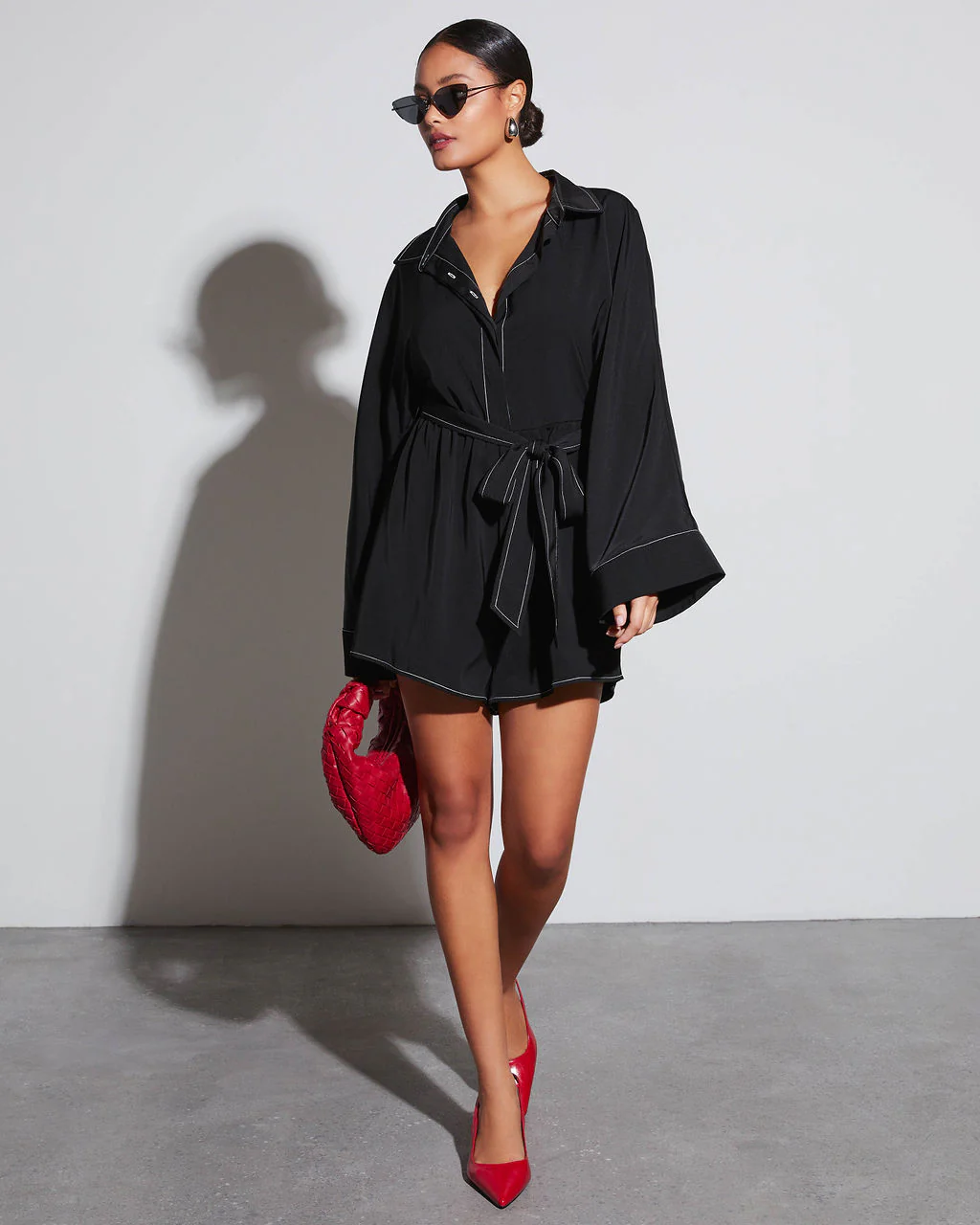 Pendleton Button Down Tie Waist Romper