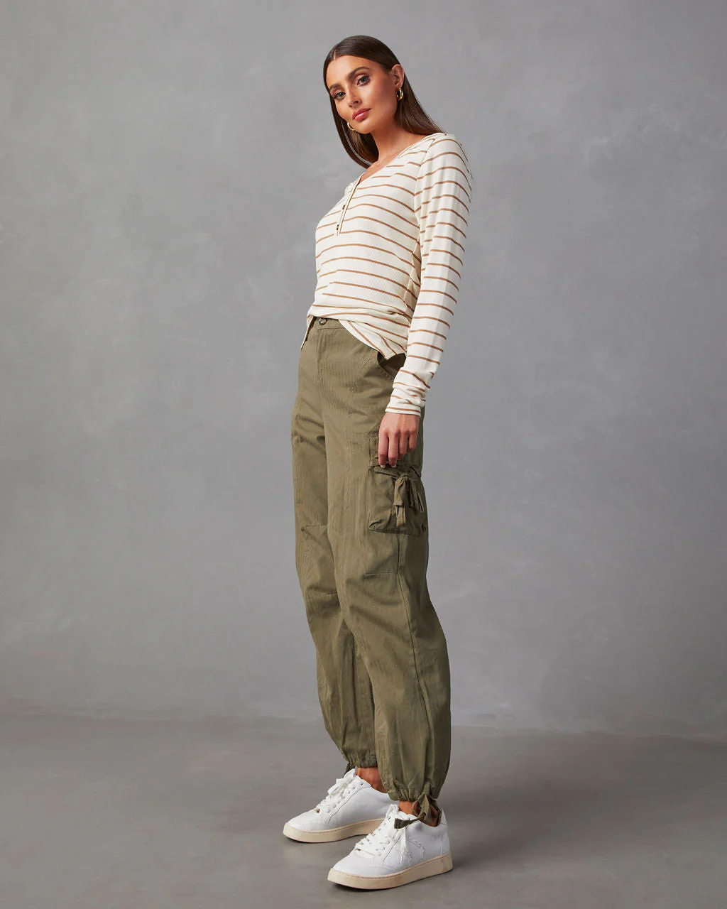 Suzanne Ribbed Knit Henley Top