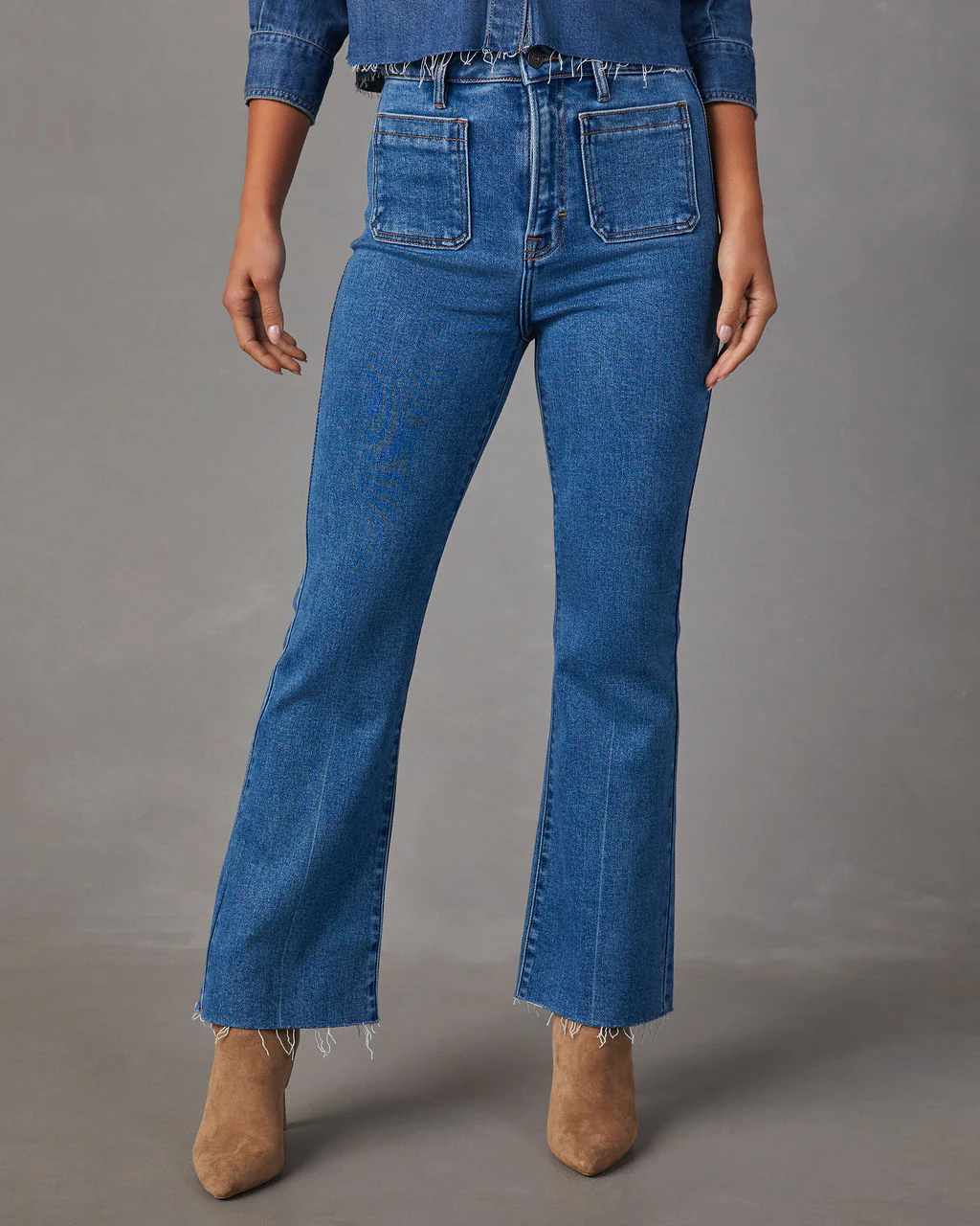 Casual Times High Rise Cropped Flare Jeans