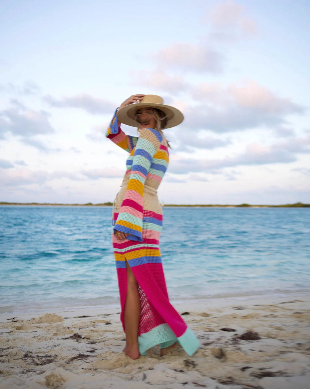 By The Sea Crochet Maxi Cover Up Dress