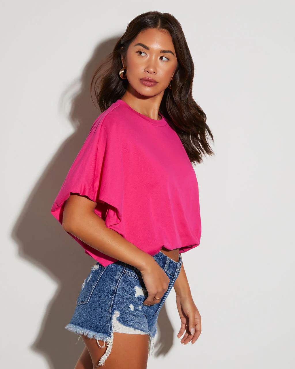 Kaylee Bubble Hem Cotton Crop Top