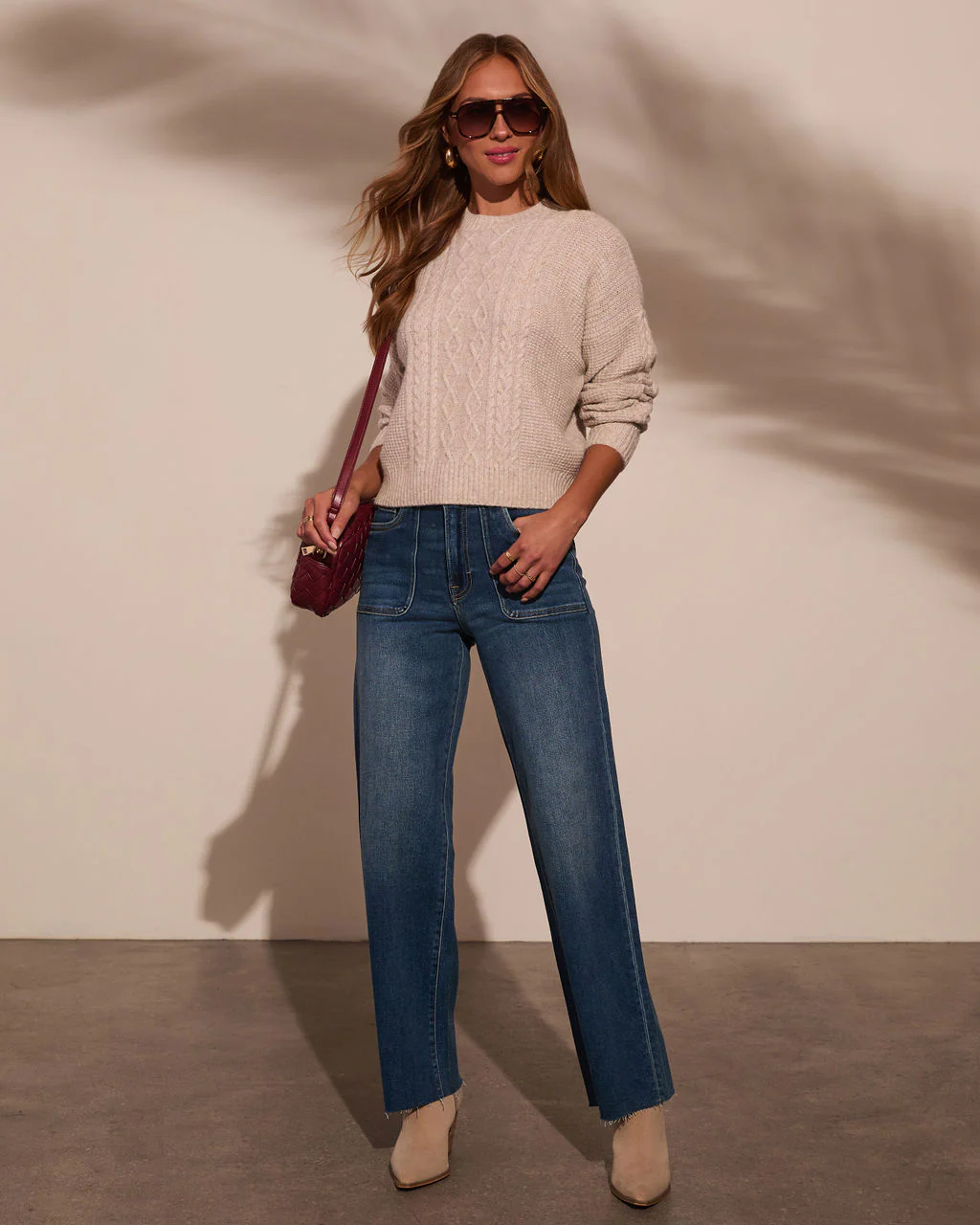 Messina Cable Knit Crewneck Sweater