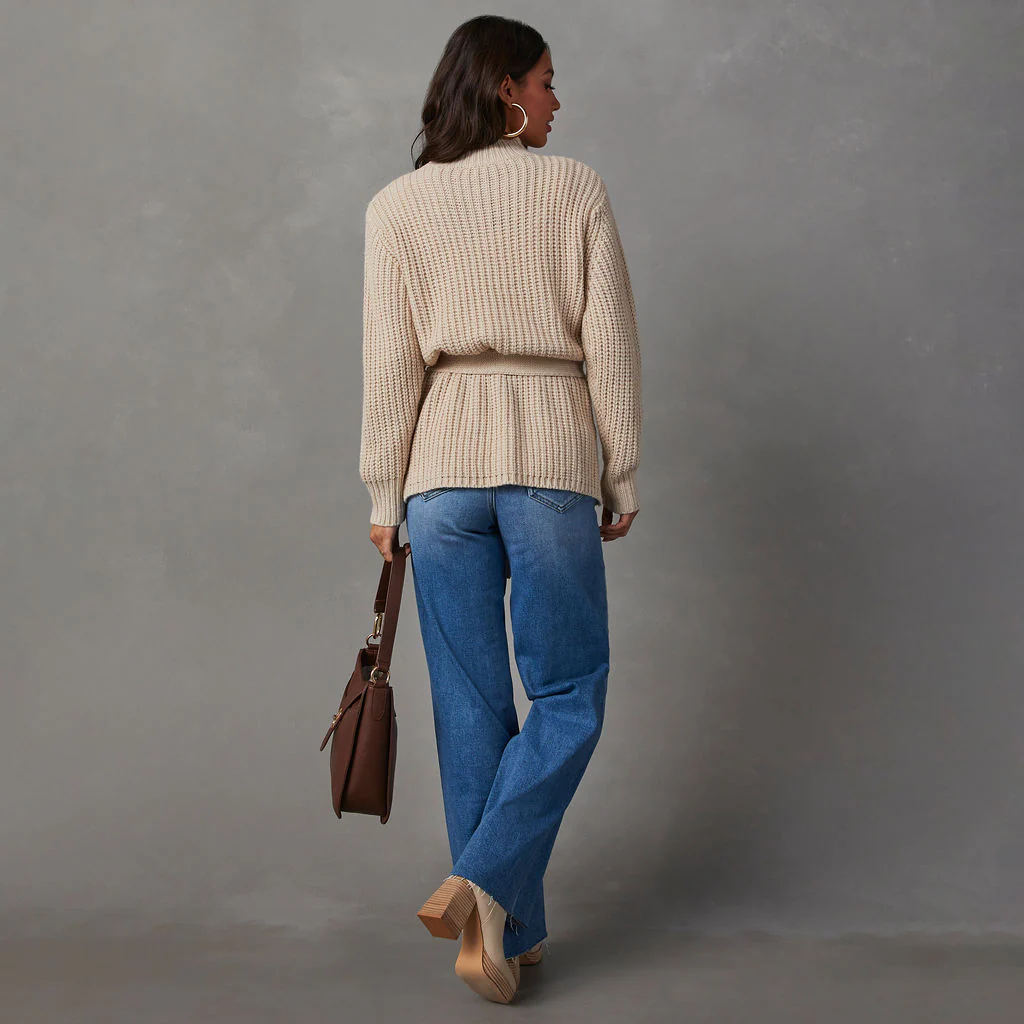 Wixson Belted Mock Neck Sweater