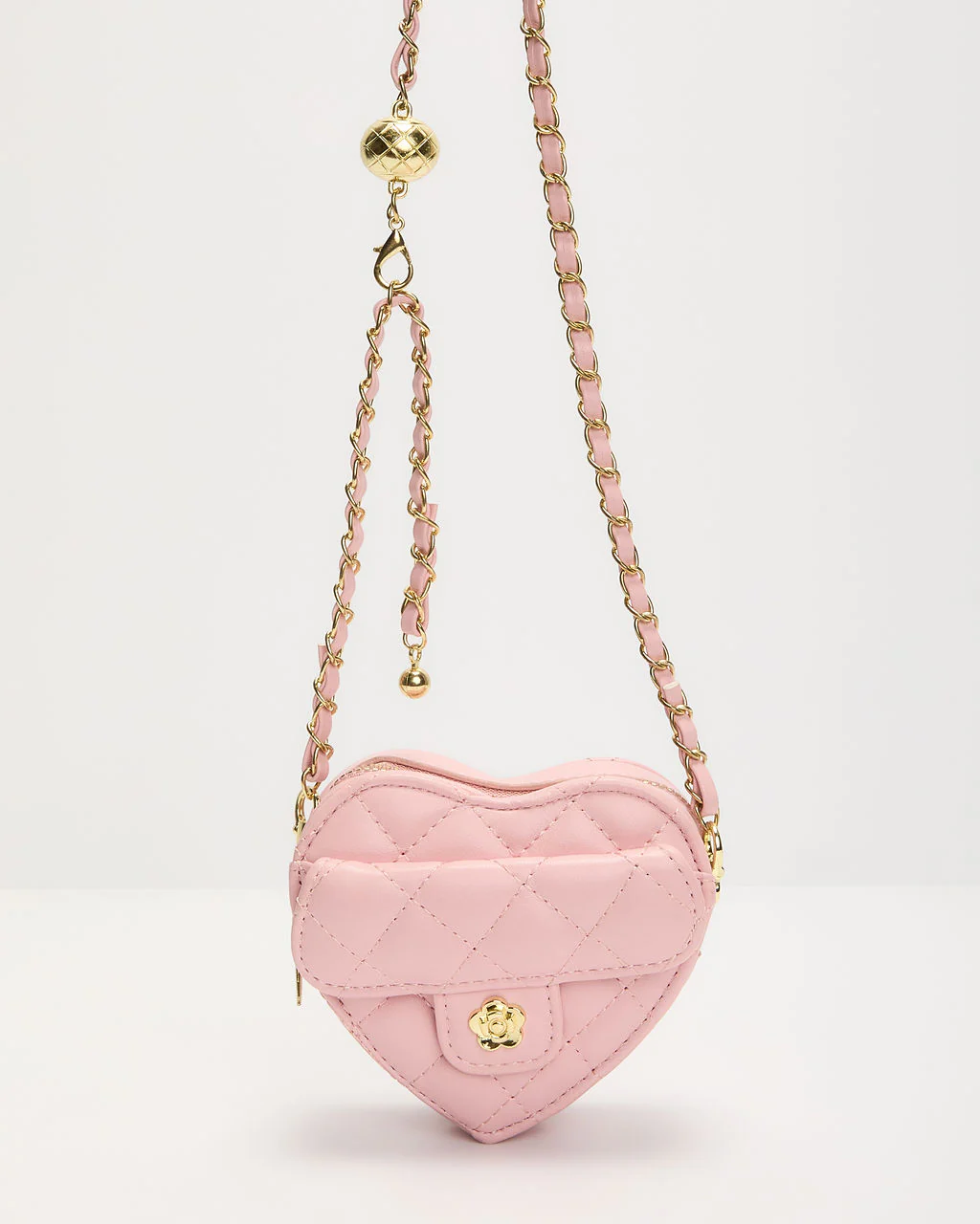 Love You Too Quilted Heart Shaped Crossbody Bag