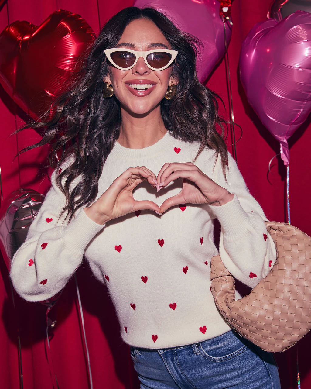 Lots To Love Embroidered Mini Heart Sweater