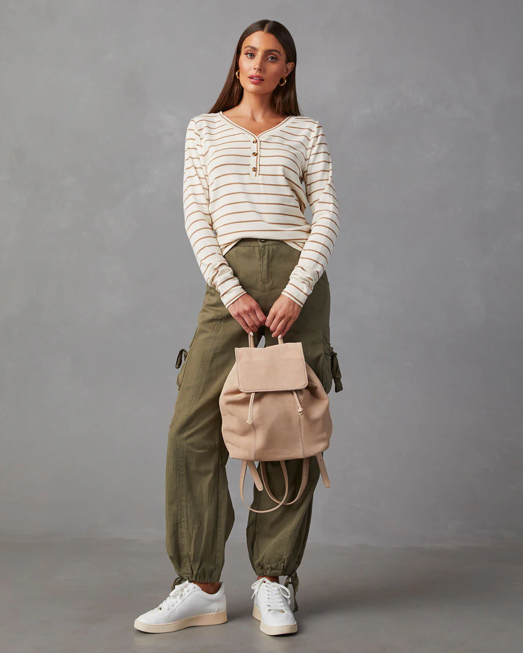 Suzanne Ribbed Knit Henley Top