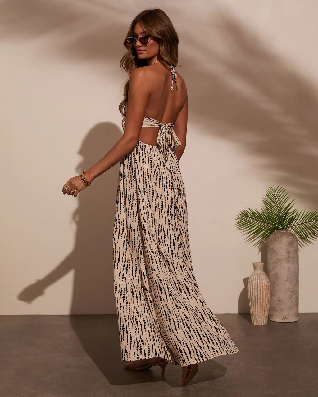 Paulina Abstract Halterneck Maxi Dress
