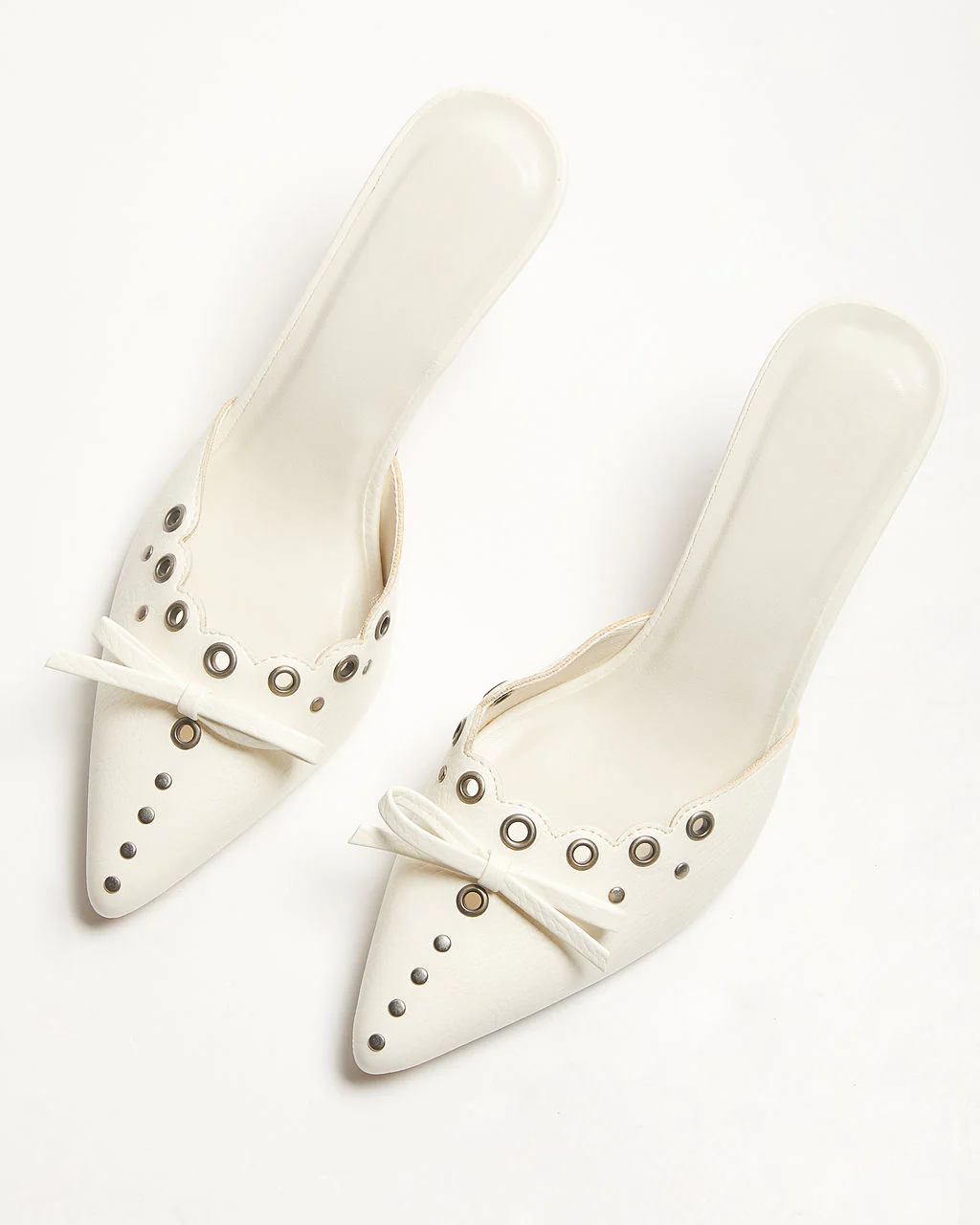 Mara Grommet and Bow Pointed Toe Mules