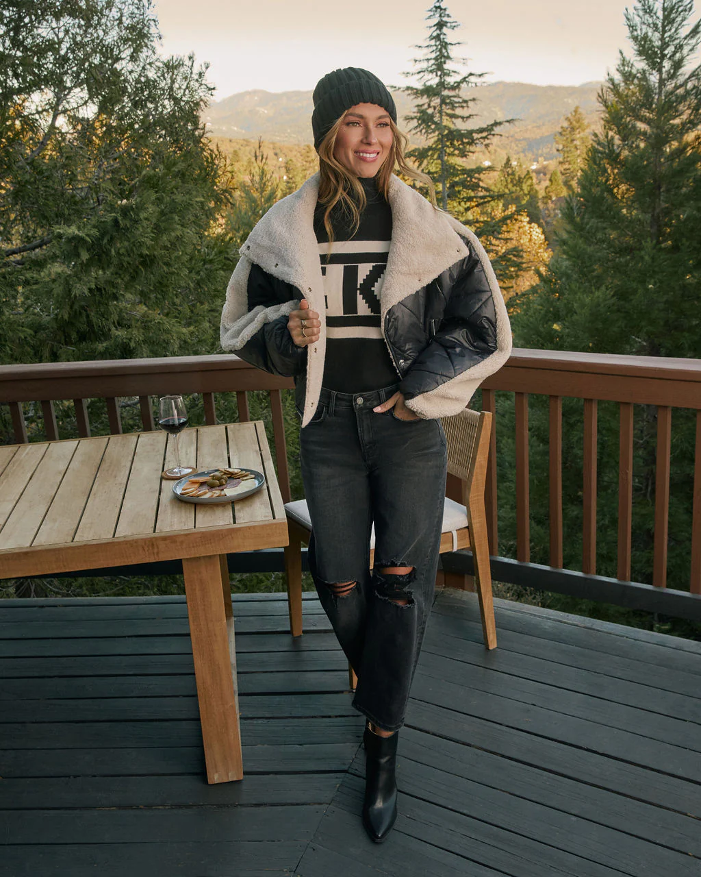 Wynnona Shearling Trim Quilted Coat