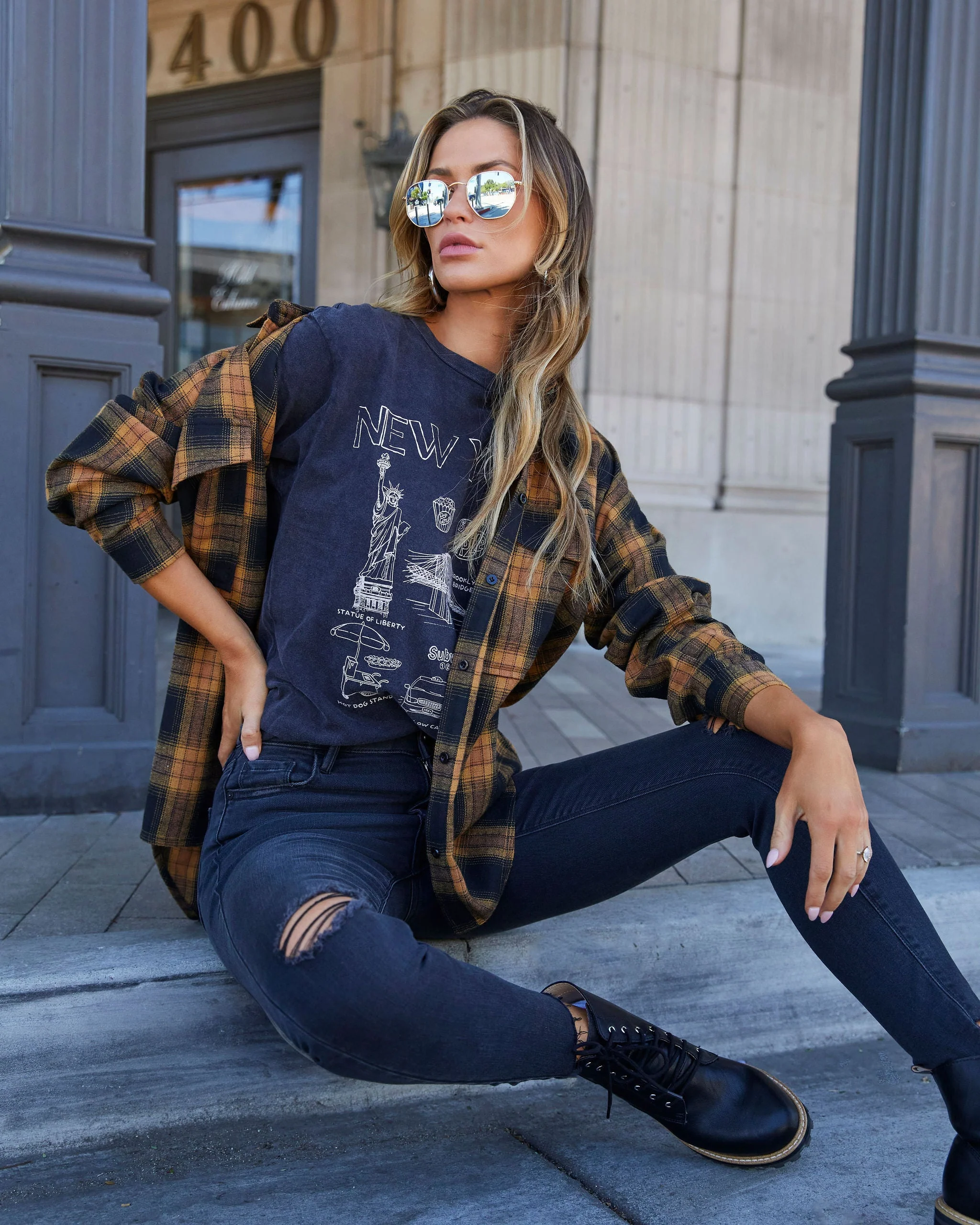 Petaluma Cotton Blend Plaid Button Down Top