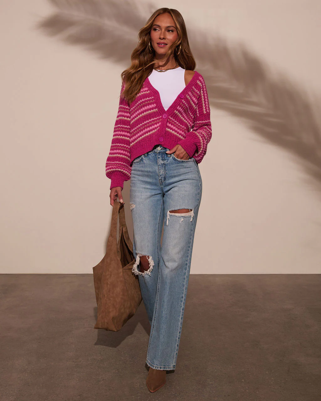 Tight Hug Striped Knit Cardigan