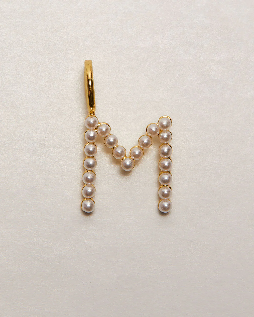 Pearl Letter 14k Plated Charm