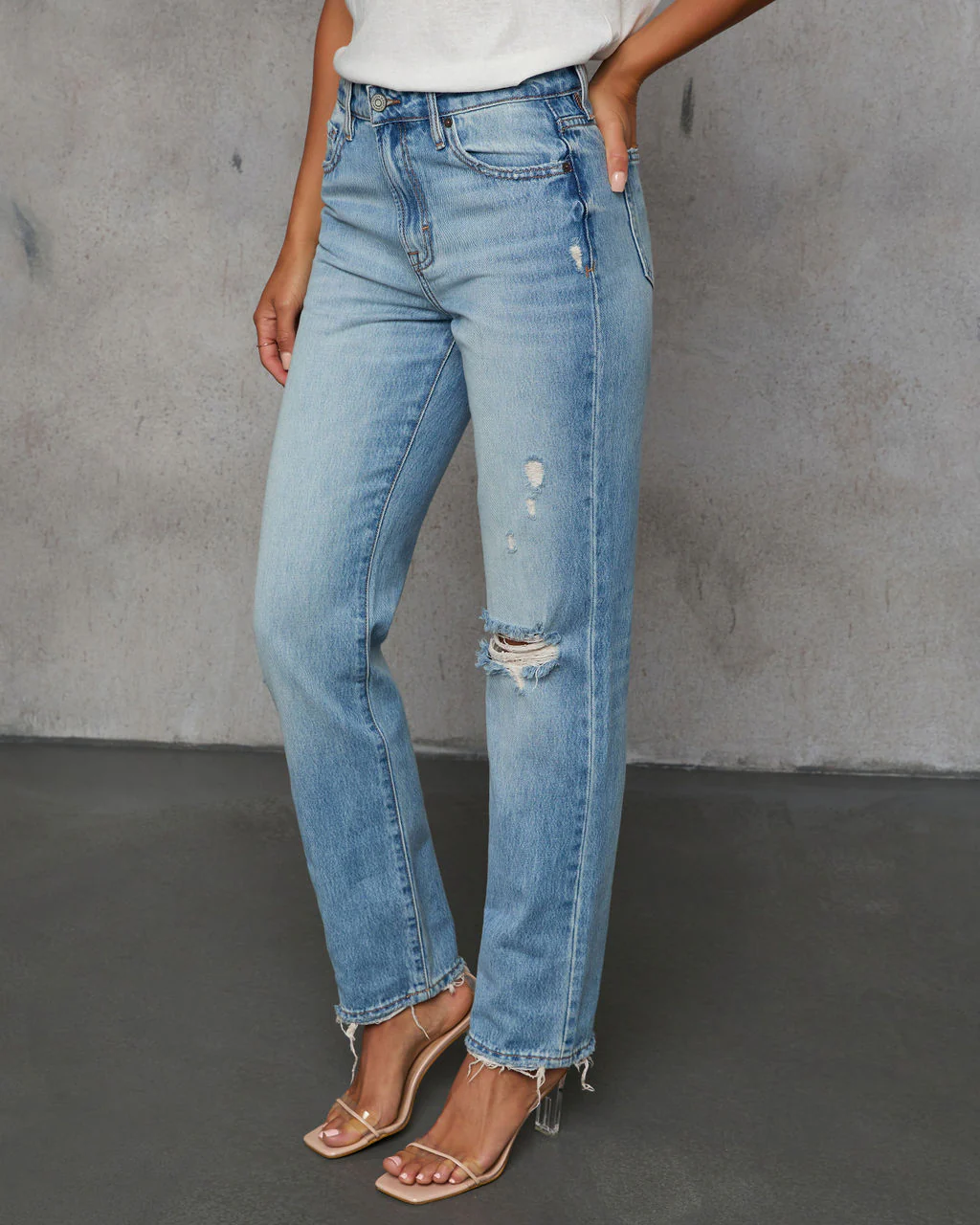 Grazie Cropped High Rise Distressed Jeans