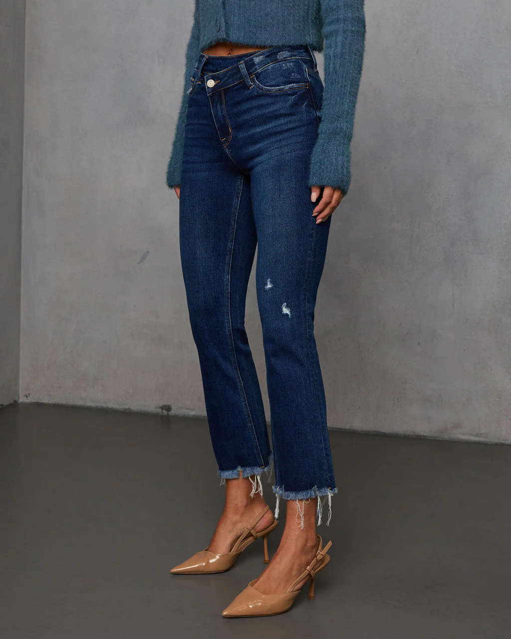 Olivia High Rise Cross Over Crop Flare Jeans