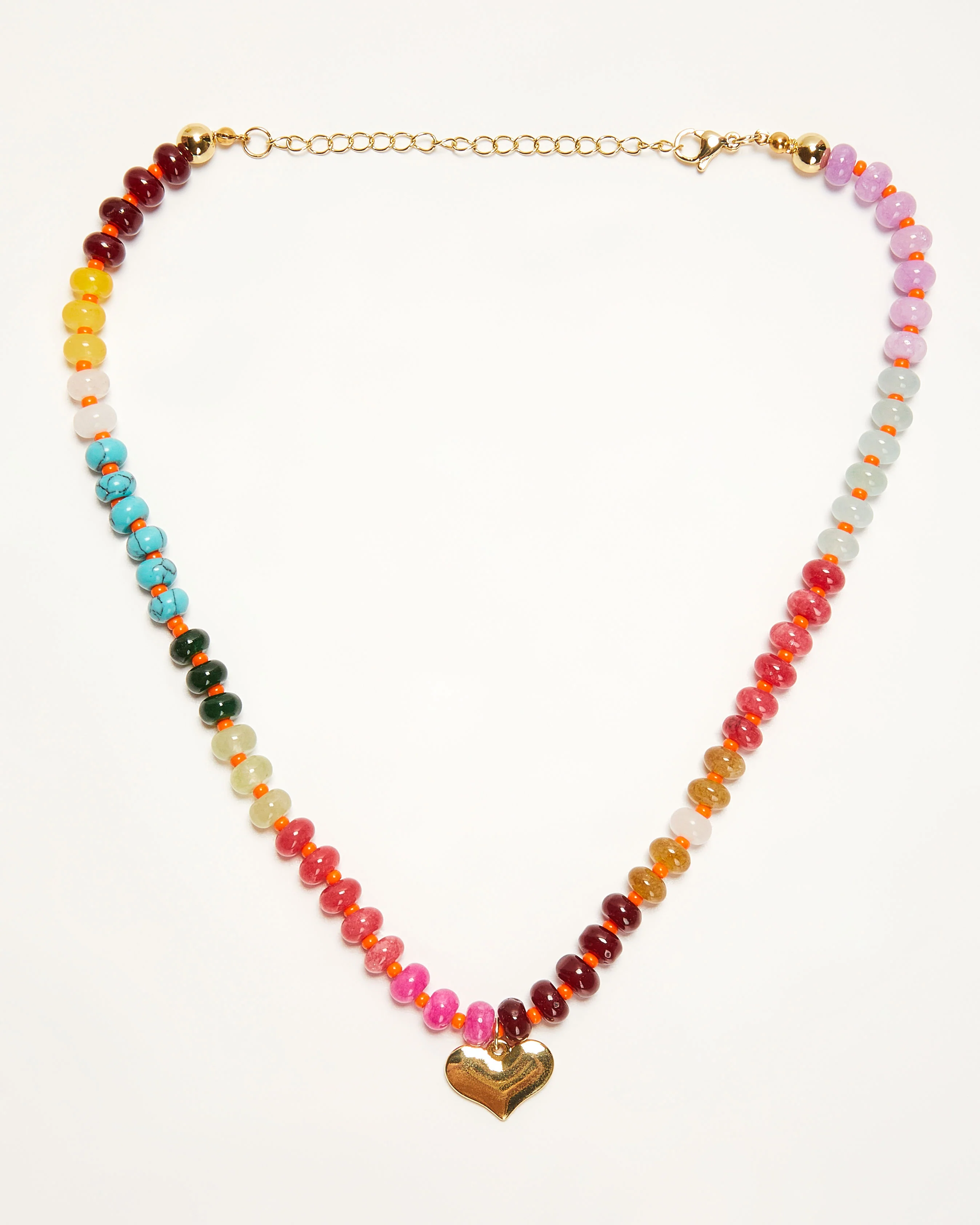 Colorful Beaded 18k Gold Plated Pendant Necklace