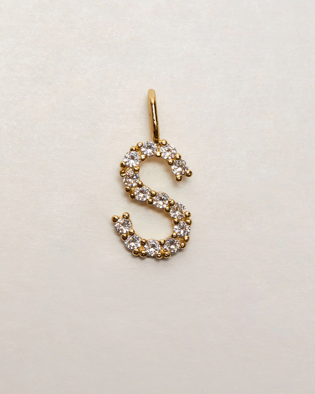Initial Letter 14k Plated Rhinestone Charm