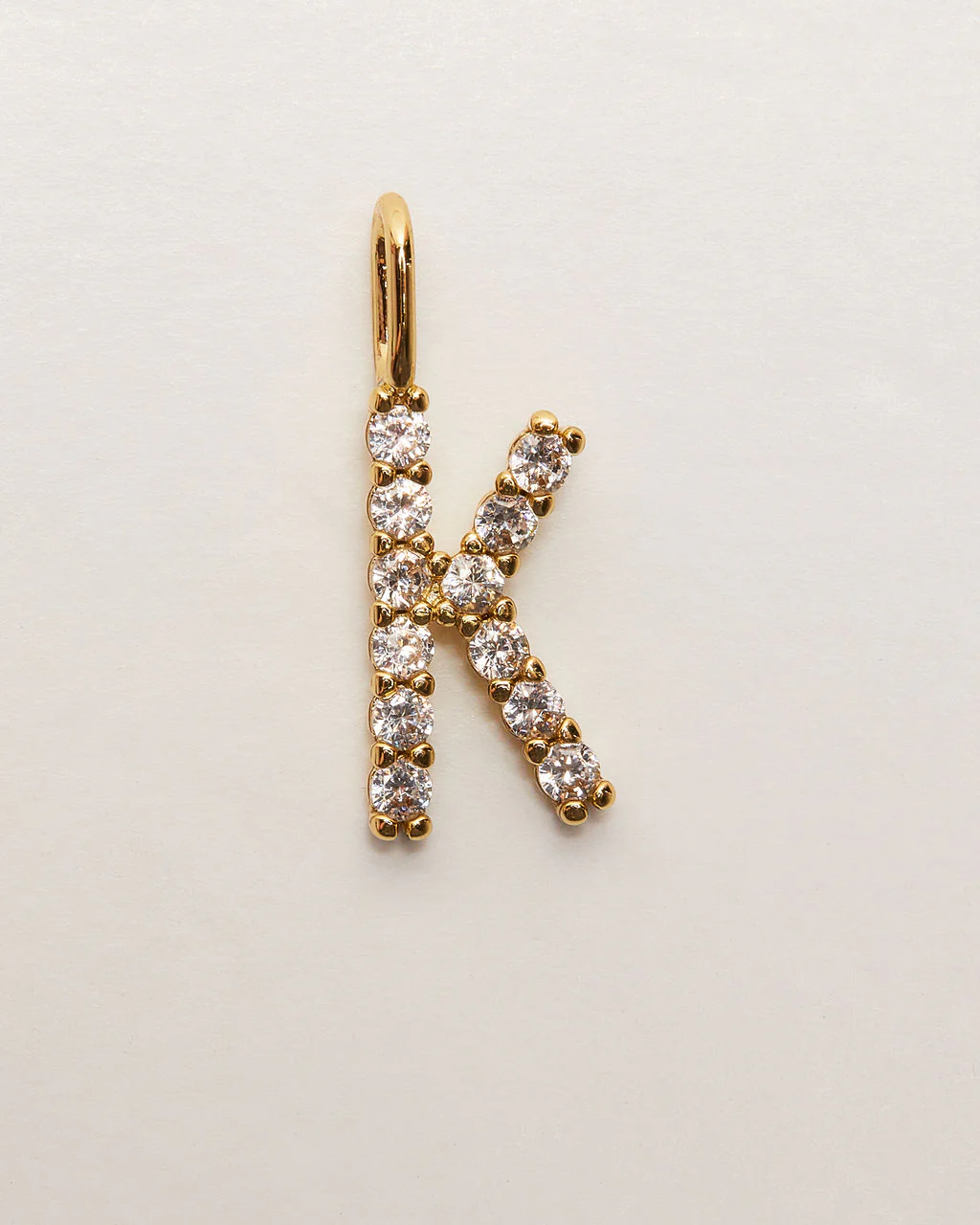 Initial Letter 14k Plated Rhinestone Charm