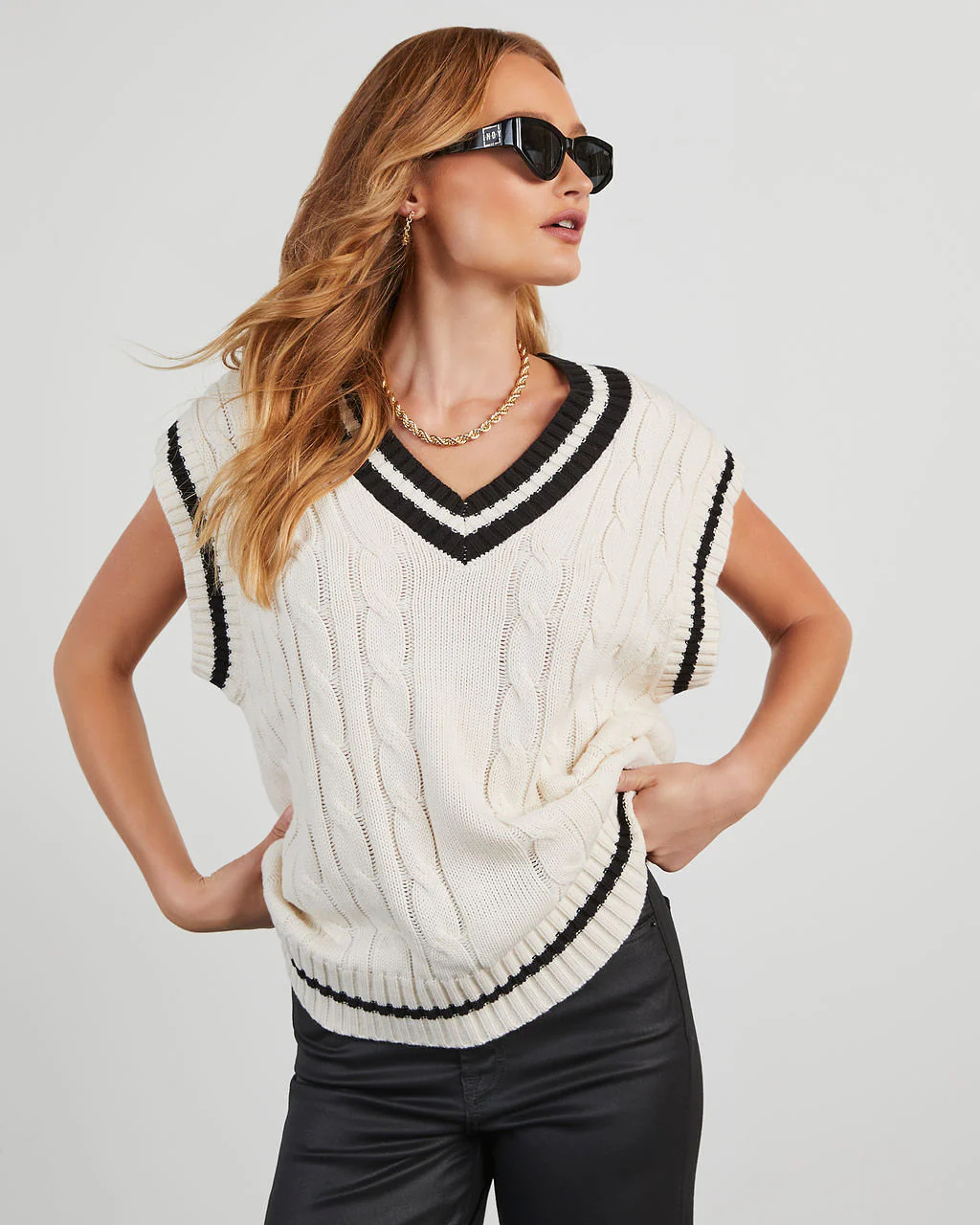 You Already Know Cable Knit Sweater Vest