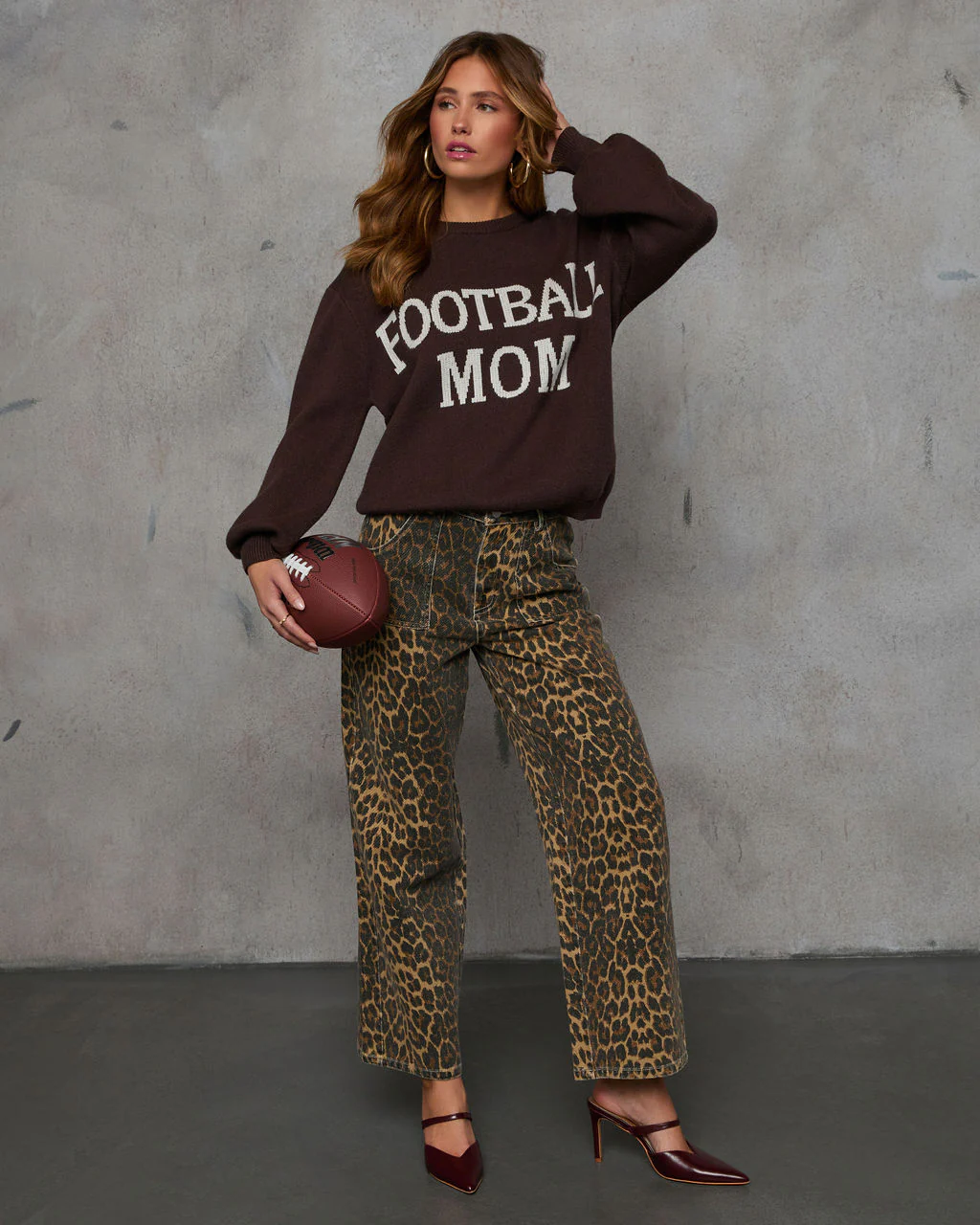 Football Mom Knit Pullover Sweater