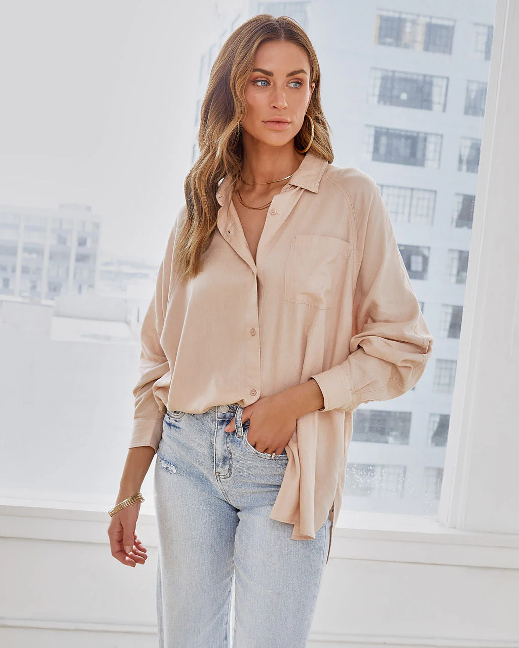 Duarte Linen Blend Button Down Top