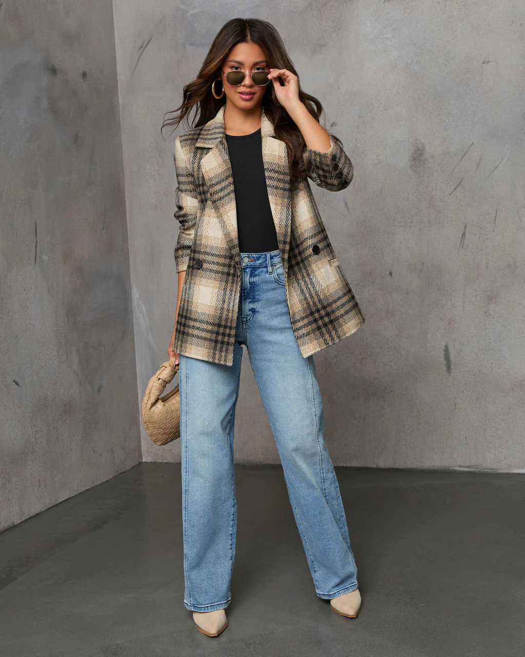 Stay Close Plaid Oversized Blazer