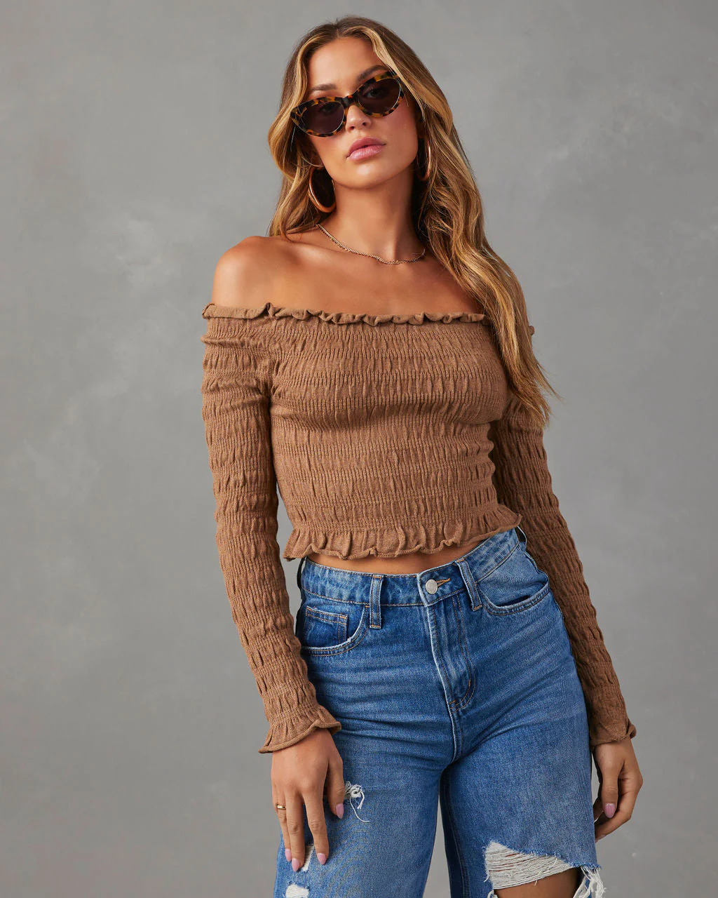 Yes Please Smocked Off The Shoulder Top