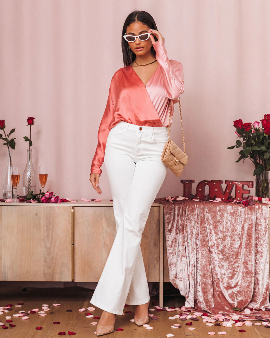 Two Sides Satin Drape Bodysuit