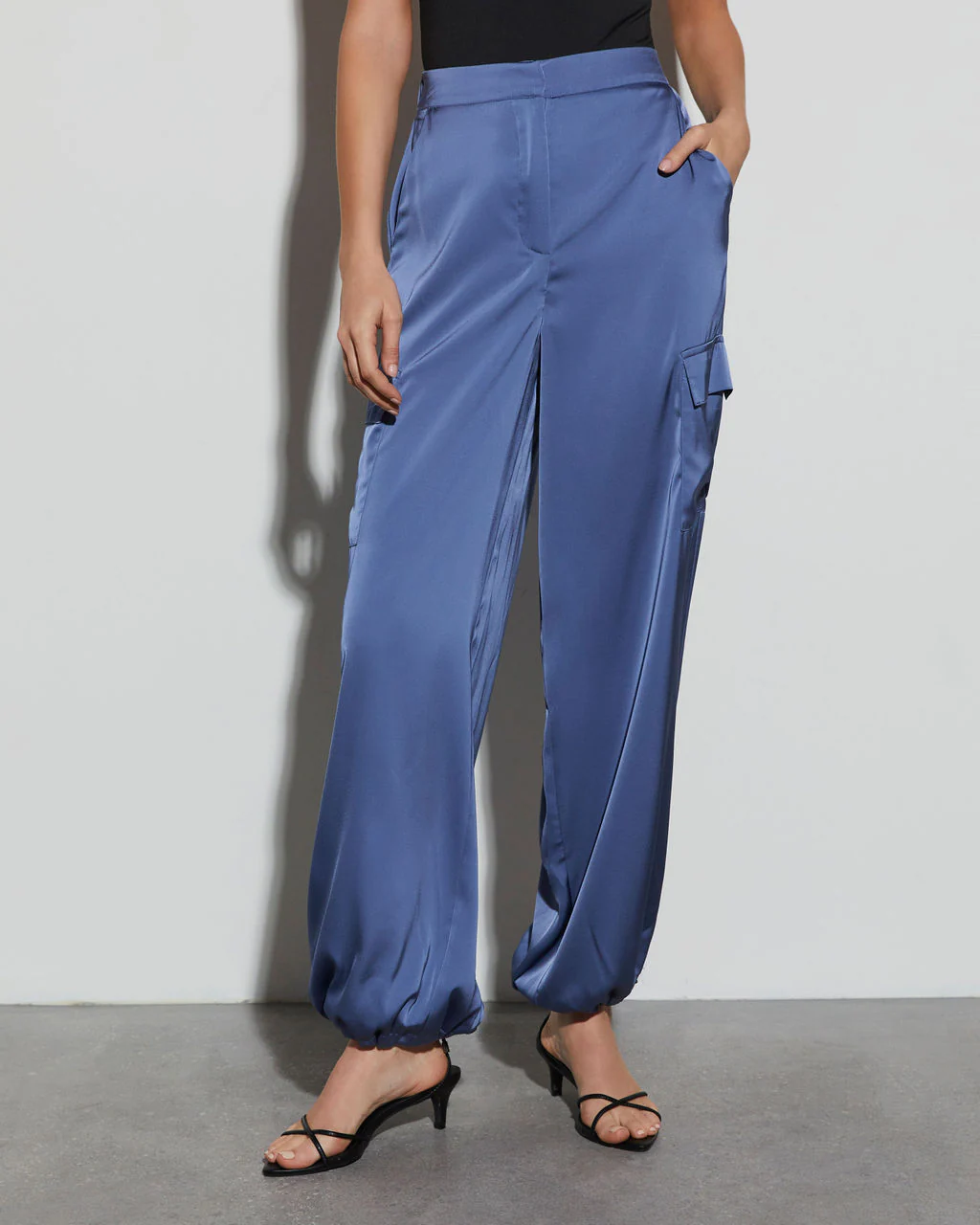 Alana Pocketed Satin Cargo Joggers