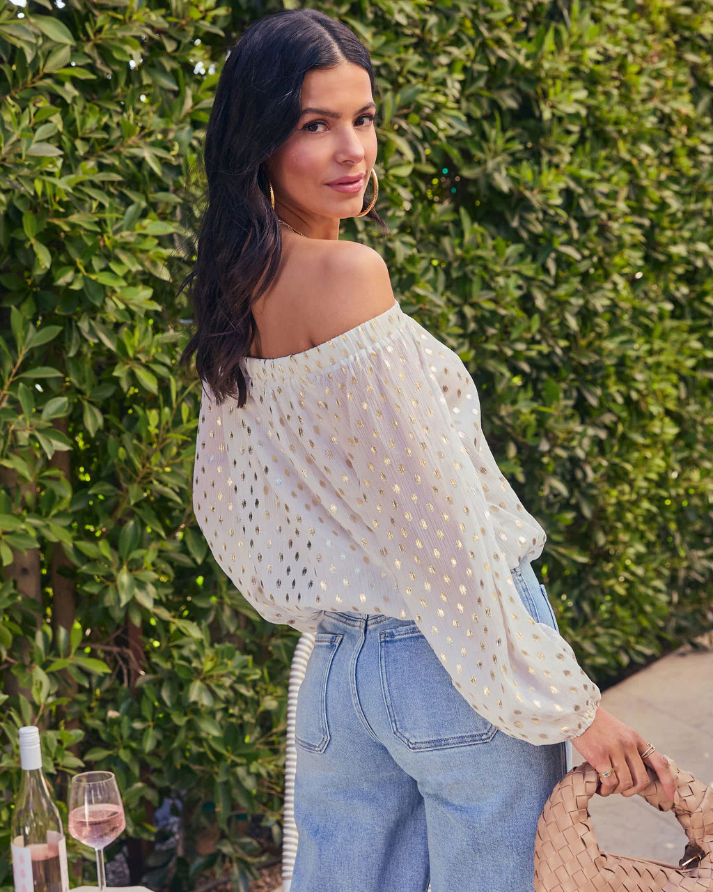 Loves Match Off The Shoulder Polka Dot Top