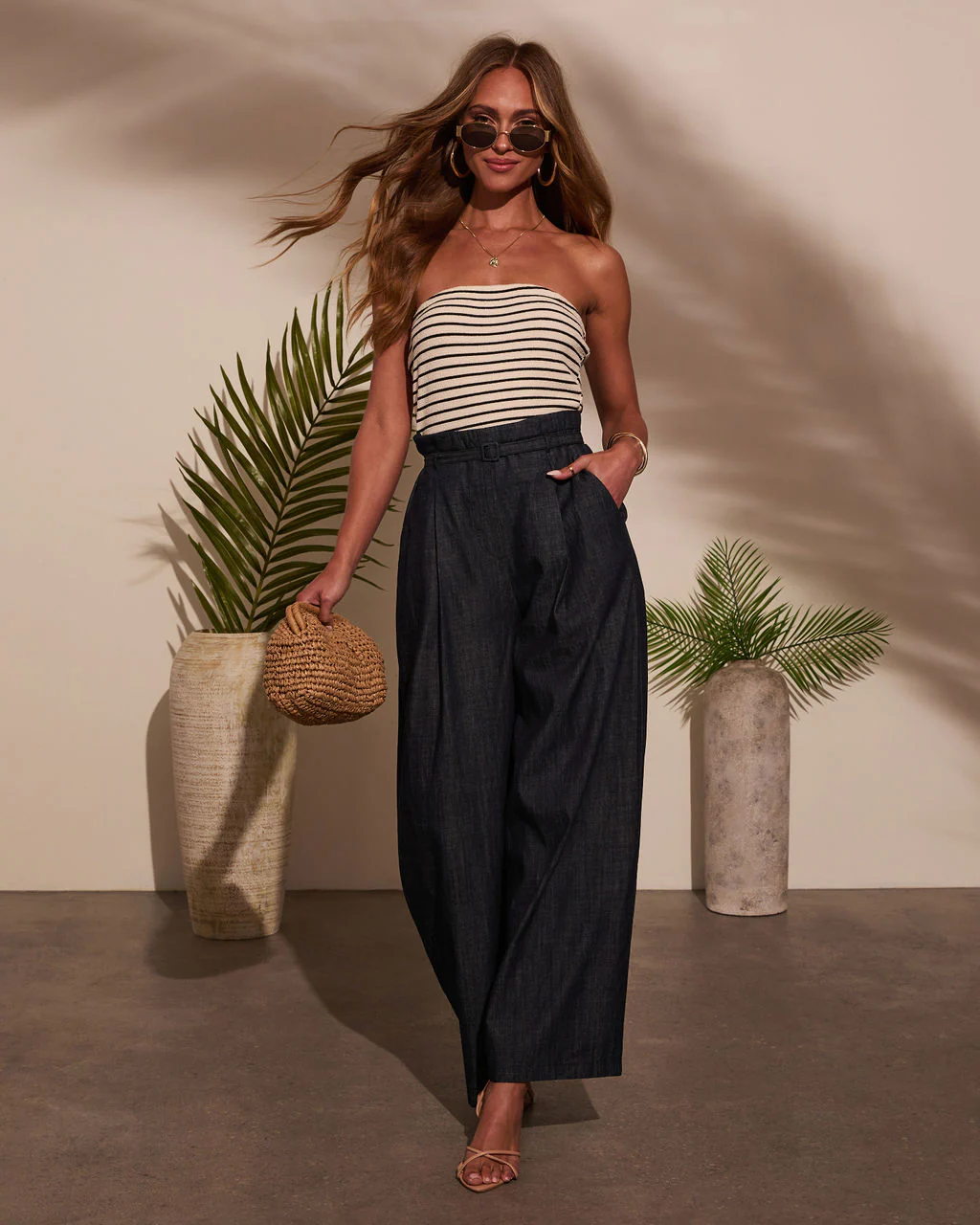 Jovanni Strapless Belted Jumpsuit