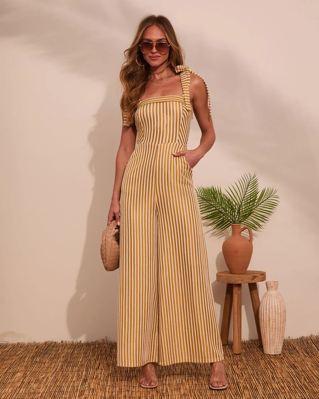 Meet Me Here Striped Fleece Jumpsuit