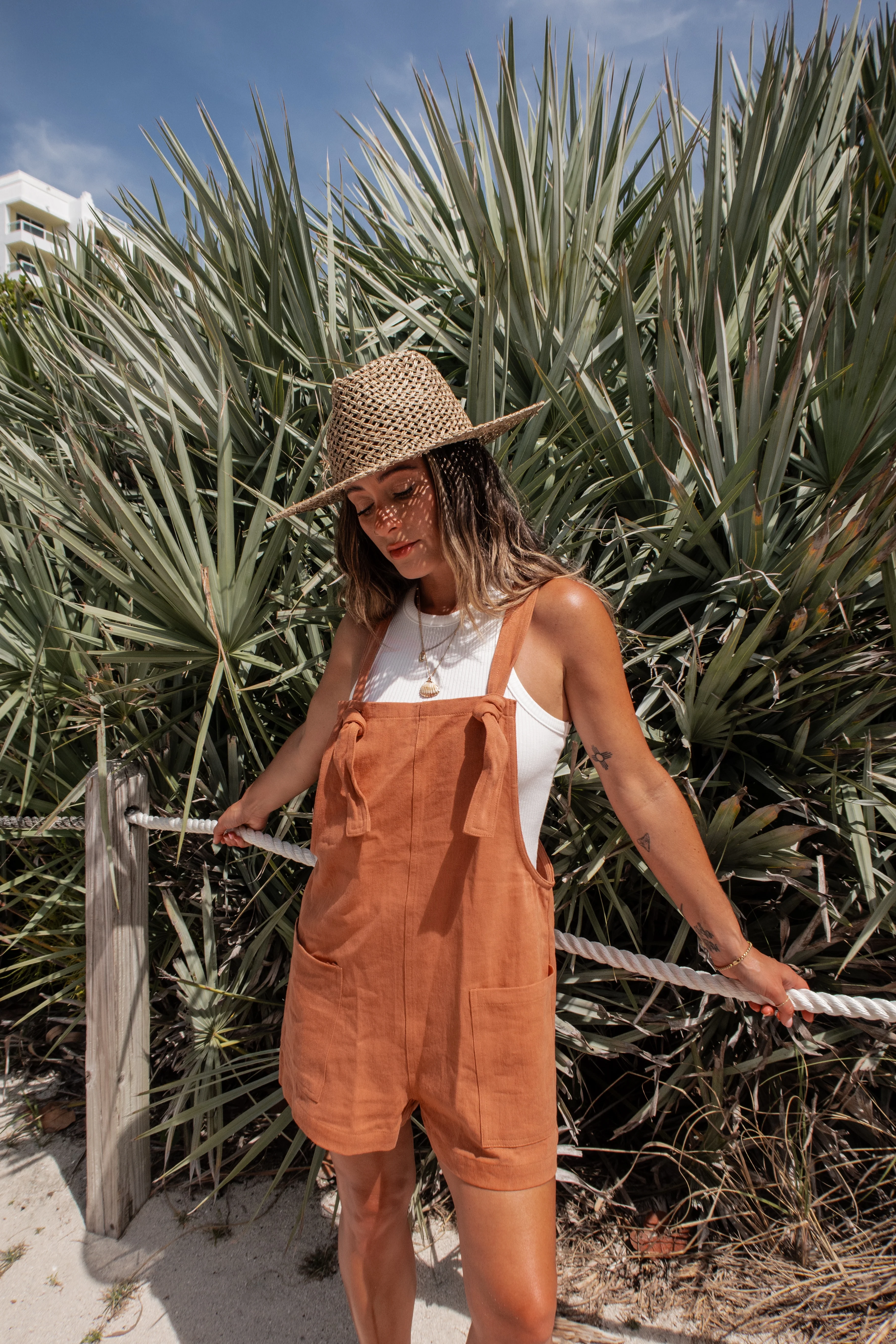 Northwest Cotton Linen Pocketed Romper