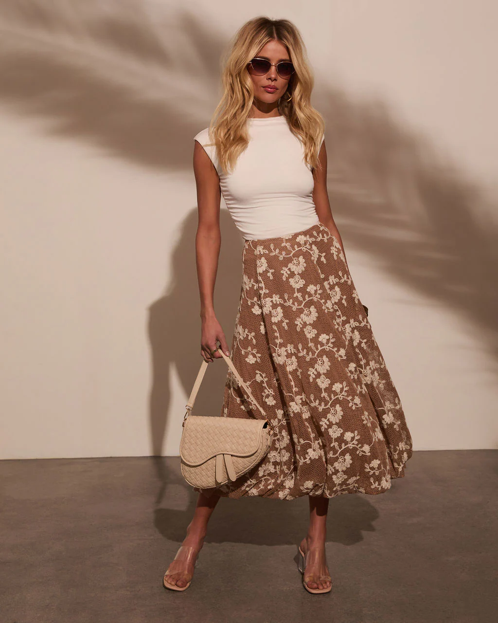 Tova Crochet Floral Midi Skirt