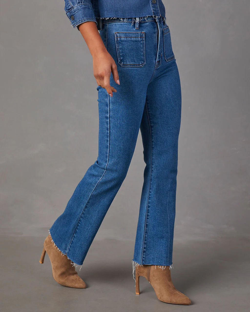 Casual Times High Rise Cropped Flare Jeans