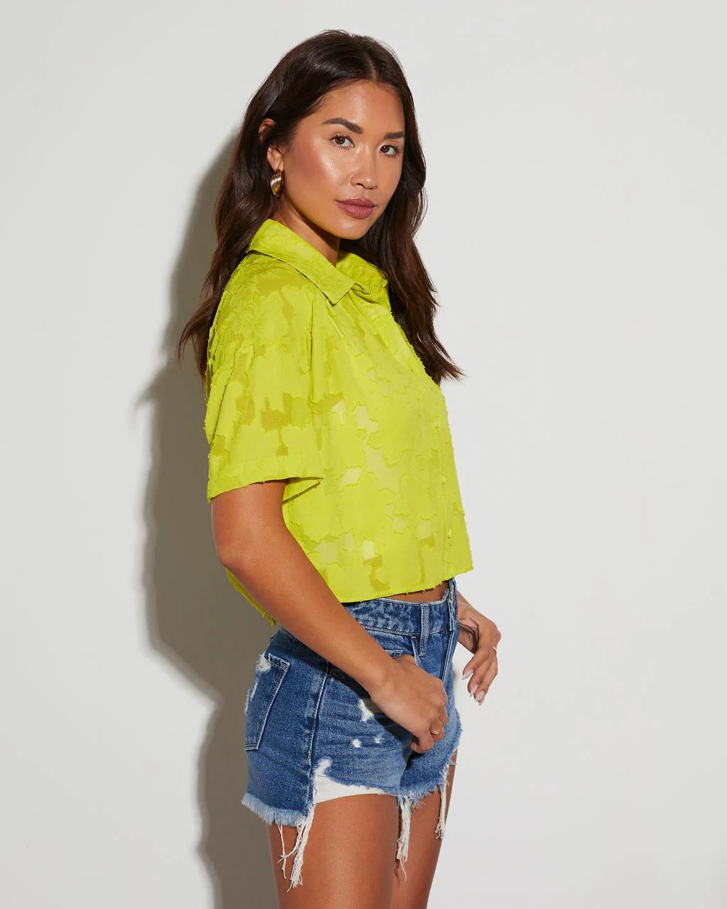 Jayla Cropped Short Sleeve Button Down
