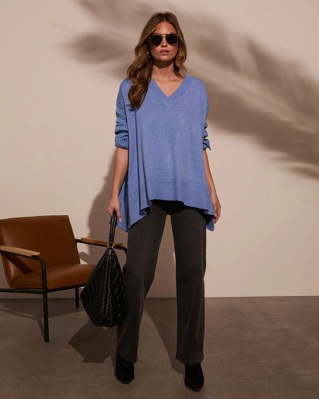 Lela Slouchy V Neck Sweater